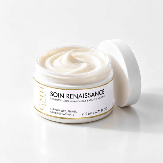 Soin Renaissance GMH, soin botox à l'acide hyaluronique et kératine végétale, pot de 200 ml ouvert