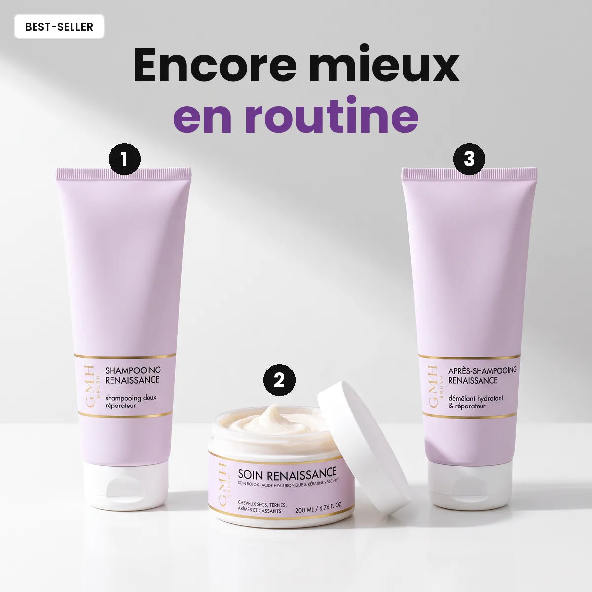 Routine PRO GMH : shampooing, Soin Renaissance et après-shampooing Renaissance, encore mieux en routine
